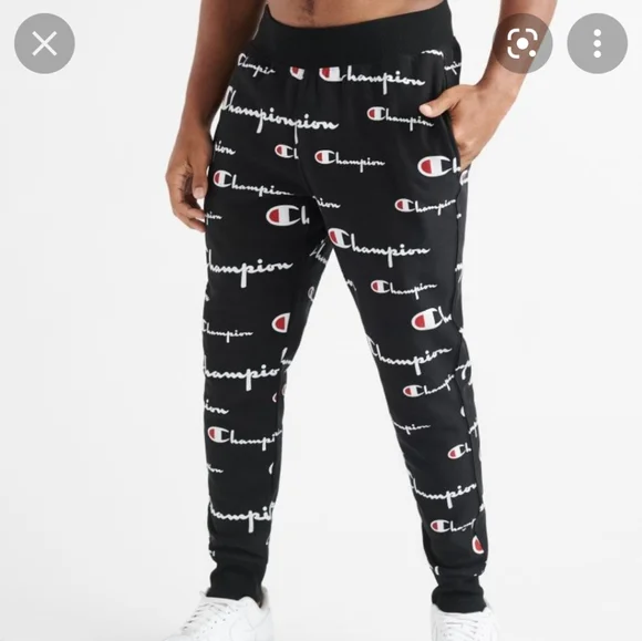 Champion logo all over reverse knit joggers.  Sz LG used good condition. - Picture 2 of 7